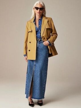 J.Crew Cropped Icon Trench Coat in Khaki Tan Style CC076 Size 10 Quiet Luxury